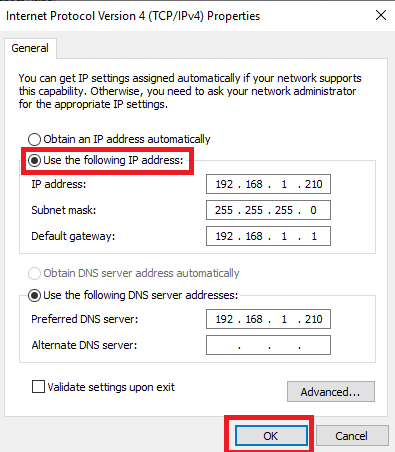 Use the following IP
